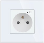 SmartinHuis - Slim enkelvoudig stopcontact - Penaarde - Wit - Kristalglas