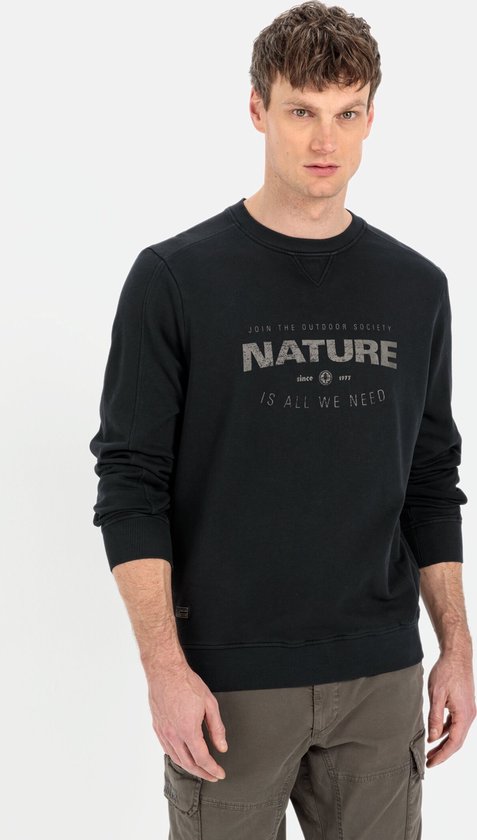 camel active Sweatshirt met print van puur katoen - Maat menswear-6XL - Zwart