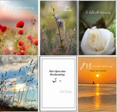 6 Premium Luxe Condoleance wenskaarten - Met Oprechte Deelneming - 17x12cm - Gevouwen kaart met envelop - Gratis verzonden