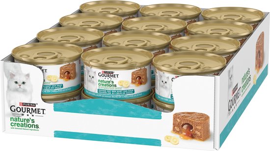 Gourmet Nature's Creations Mousse - Kattenvoer Natvoer - Hart van Saus - Kabeljauw en Pastinaak - 24 x 85 g