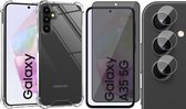 Hoesje geschikt voor Samsung Galaxy A35 - Privacy Screenprotector Volledig Dekkend Glas & Camera - Shockproof Transparant