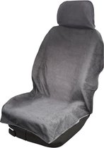 Badstof autostoelbeschermer voor voorstoelen | bestuurdersstoel hoes van katoen in grijs | handdoek autostoelhoes voor sport, werk, zomer en winter