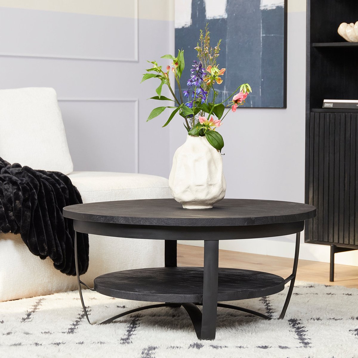 Salontafel Paras | Zwart Mangohout 90cm