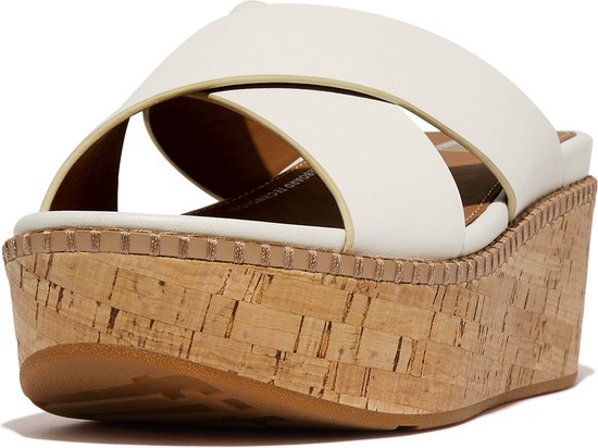 FitFlop Eloise Leather/Cork Wedge Cross Slides