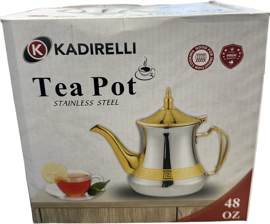 Kadirelli Theepot K725 Goud - RVS - 1.4 Liter - Turkse & Marokkaanse Theepotten