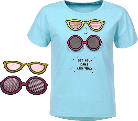 Glo-story T-shirt blauw zonnenbril 110