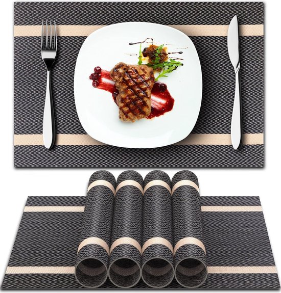 Placemats, set van 6 PVC placemats, afwasbaar, hittebestendig, antislip