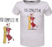 Glo-Story t-shirt you complete me grijs 158