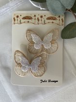 Julé Design haarspeldjes vlinder beige / wit