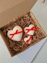 Hart giftset kaarsen set- liefde- romantische giftset- geschenkset kaarsen hart set van 3 sojakaarsen