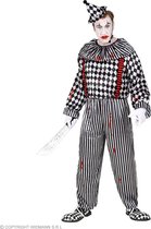 Widmann - Monster & Griezel Kostuum - Bloedgrappige Scary Clown - Man - Zwart / Wit - Small - Halloween - Verkleedkleding