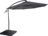 Luxe zweefparasol MCW-D14, parasol, rond Ø 3m polyester aluminium/staal 14kg ~ antraciet met voet