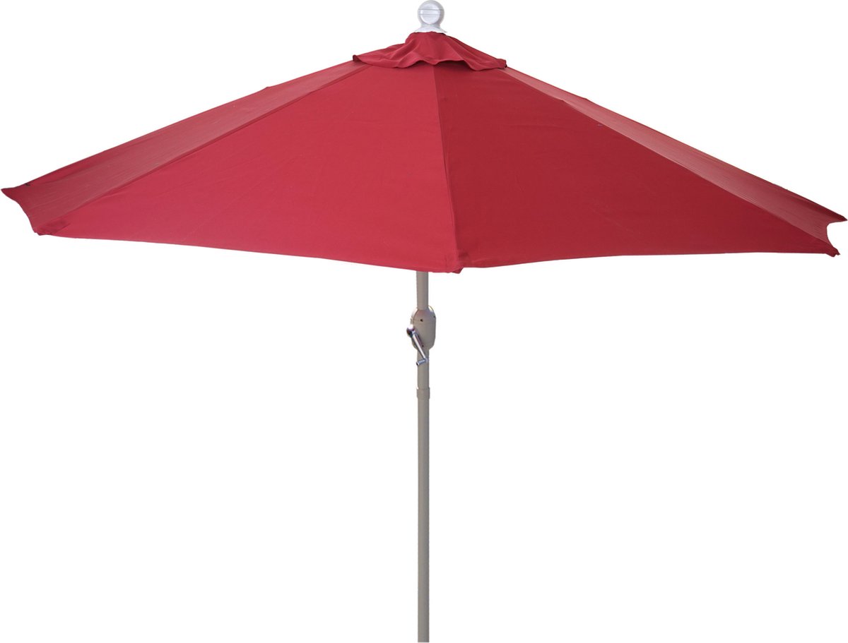 Parasol halfrond Parla, halfparasol balkonparasol, UV 50+ polyester/staal 3kg ~ 270cm bordeaux zonder voet