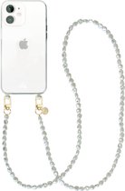 xoxo Wildhearts siliconen hoesje - Geschikt voor iPhone 12 - Pearlfection - Telefoonhoesje - Hoesje met koord - Parelketting - lang telefoonkoord - Transparant hoesje (lange variant)