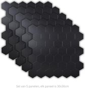 Matte Zwart - Hexagon - 5 stuks in verpakking