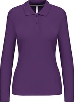 Polo Dames XXL Kariban Kraag met knopen Lange mouw Purple 100% Katoen