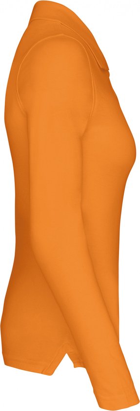 Polo Dames M Kariban Kraag met knopen Lange mouw Orange 100% Katoen