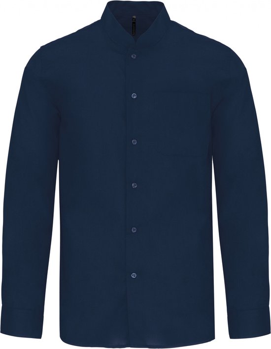 Overhemd Heren Kariban Maokraag Lange mouw Navy 65% Polyester, 35% Katoen