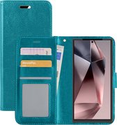 Hoes Geschikt voor Samsung S24 Ultra Hoesje Book Case Hoes Flip Cover Wallet Bookcase - Turquoise