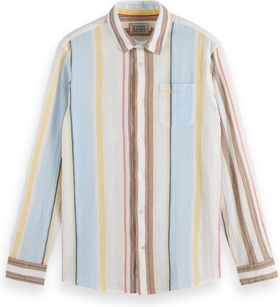 Scotch & Soda Crinkled Voile Stripe Shirt Heren Overhemd - Maat M
