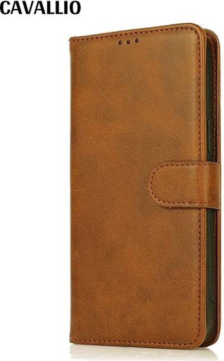 Cavallio PU leren walletcase Iphone X MAX met afneembaar siliconenhoes - bruin - met pasjeshouder