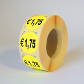"1,75 euro" - Prijs stickers op rol - 1000 etiketten - 35mm rond - geel