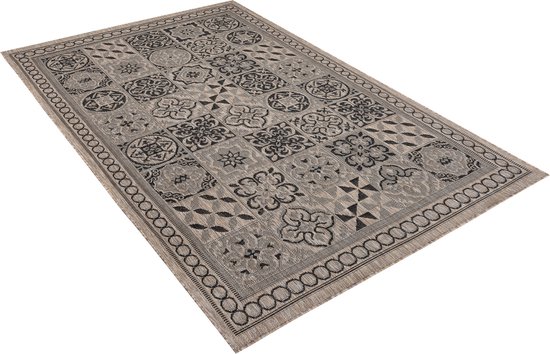 Tapiso Melissa Tapis Marron Intérieur Plein air Mosaïque Tapis à Poils Ras Taille - 200x290