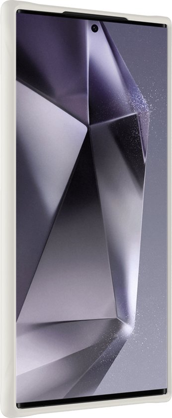 Witte telefoonhoes met modern schermontwerp.