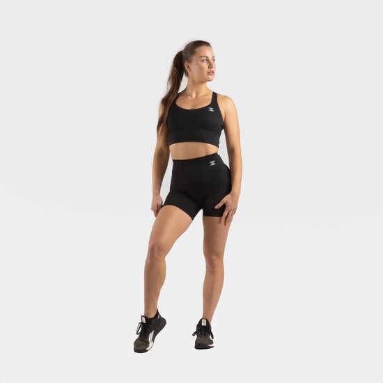 ZEUZ Korte Sport Legging Dames High Waist - Sportkleding & Sportlegging Squat Proof voor Fitness & Crossfit - Hardloopbroek, Yoga Broek - 70% Nylon & 30% Elastaan - Zwart - Maat S van Merkloos — afbeelding 4