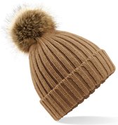 Beechfield Dames Muts Met Pompon - One size - Biscuit