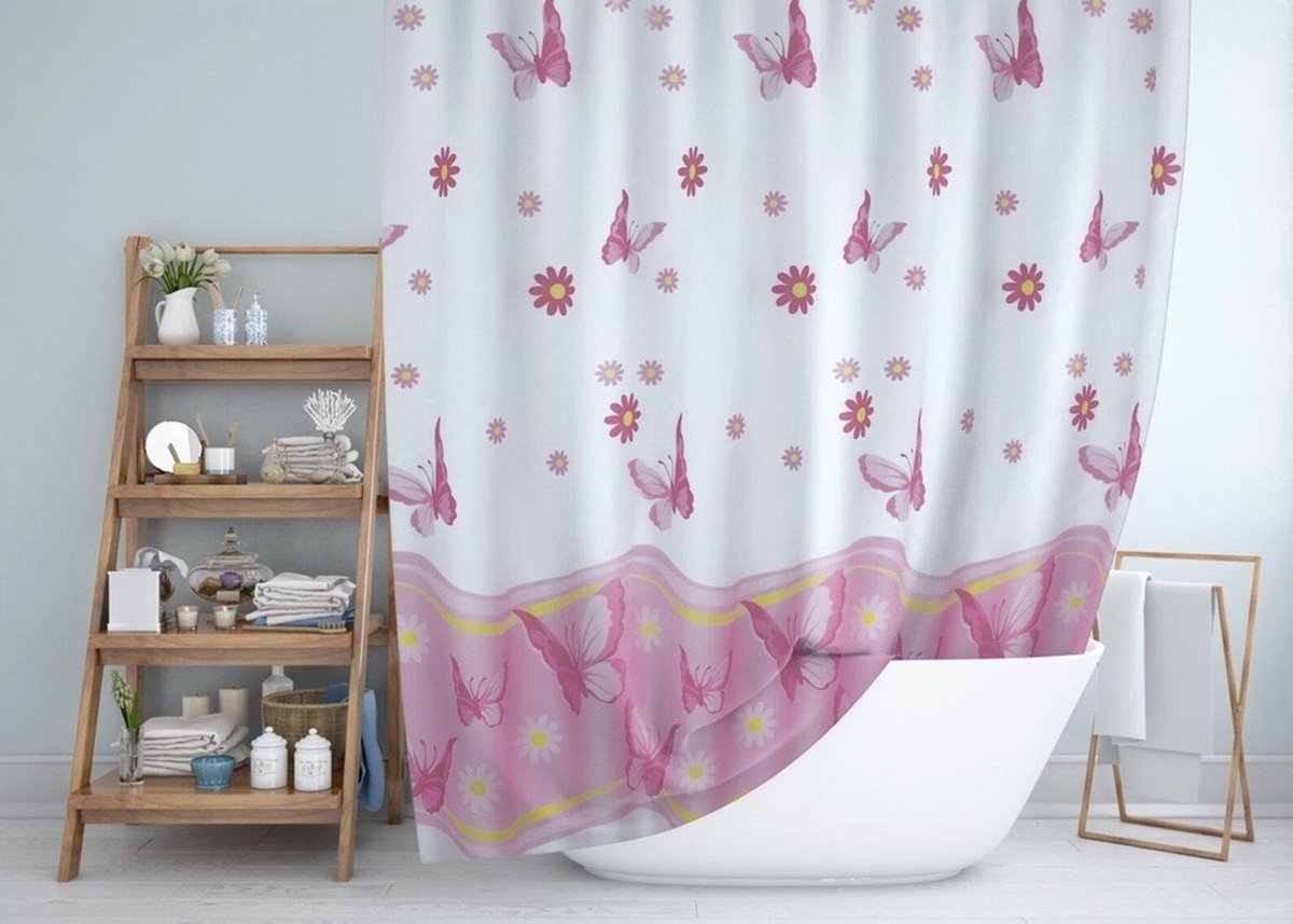 Casabueno - Douchegordijn 180x200 - Badkamer Gordijn - Shower Curtain - Waterdicht - Sneldrogend en Anti Schimmel Douchegordijnen- Wasbaar en Duurzaam - Roze