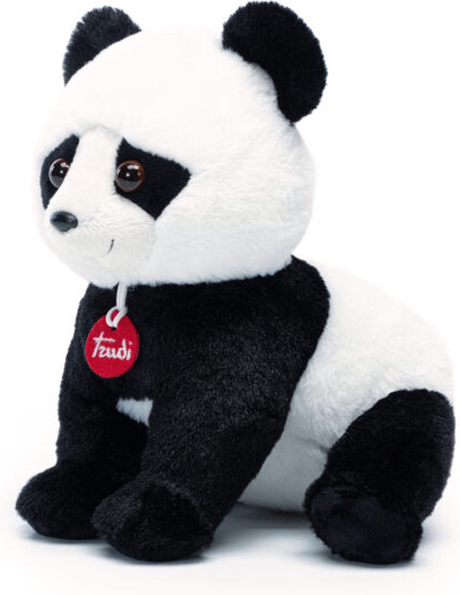 Trudi - Puppies Knuffel Panda 25 cm - Handgemaakt in Italie - Zacht pluche - Knuffeldier voor jongens en meisjes - Zwart Wit - 22x25x22 cm maat M