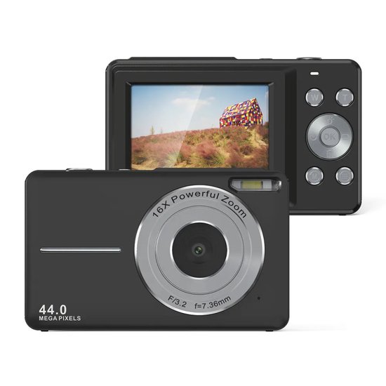 Digitale camera- Zwart- 32GB micro-geheugenkaart met 2batterijen- 1080P...