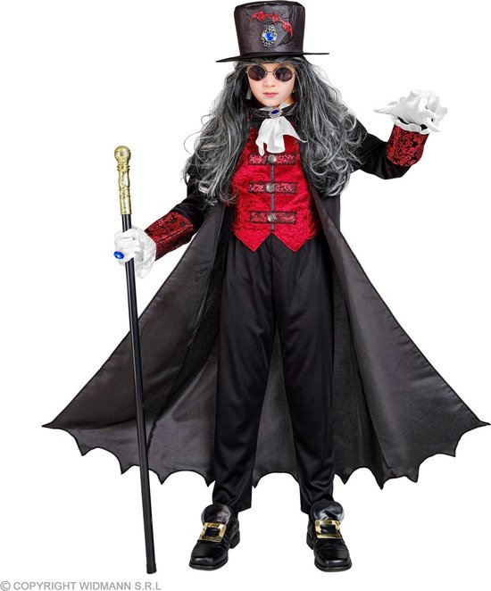 Widmann - Vampier & Dracula Kostuum - Vampier Bloeddorst - Jongen - Rood, Zwart - Maat 158 - Halloween - Verkleedkleding