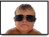 Hasbulla sunglasses fotolijst met glas 30 x 40 cm - Prachtige kwaliteit - grappig - rusland - beroemd - Harde lijst - Glazen plaat - inclusief ophangsysteem - Grappige Poster - Foto op hoge kwaliteit uitgeprint