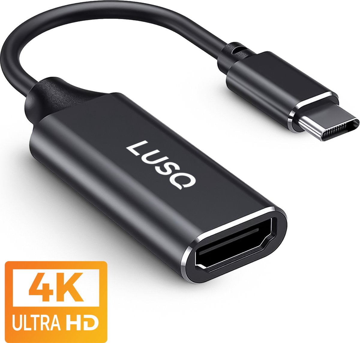 LUSQ® - USB C naar HDMI Adapter - Ondersteunt 4K @30Hz - Converter - Type C to HDMI - Thunderbolt 3 - Zwart