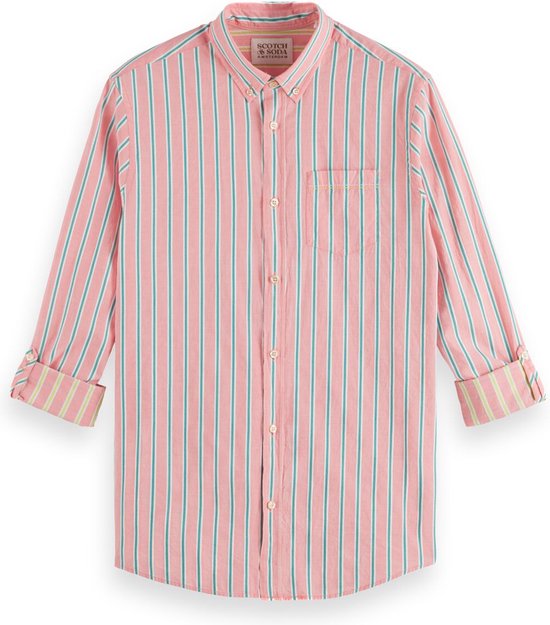 Scotch & Soda Dobby Stripe Roll Up Sleeves Heren Overhemd - Maat M