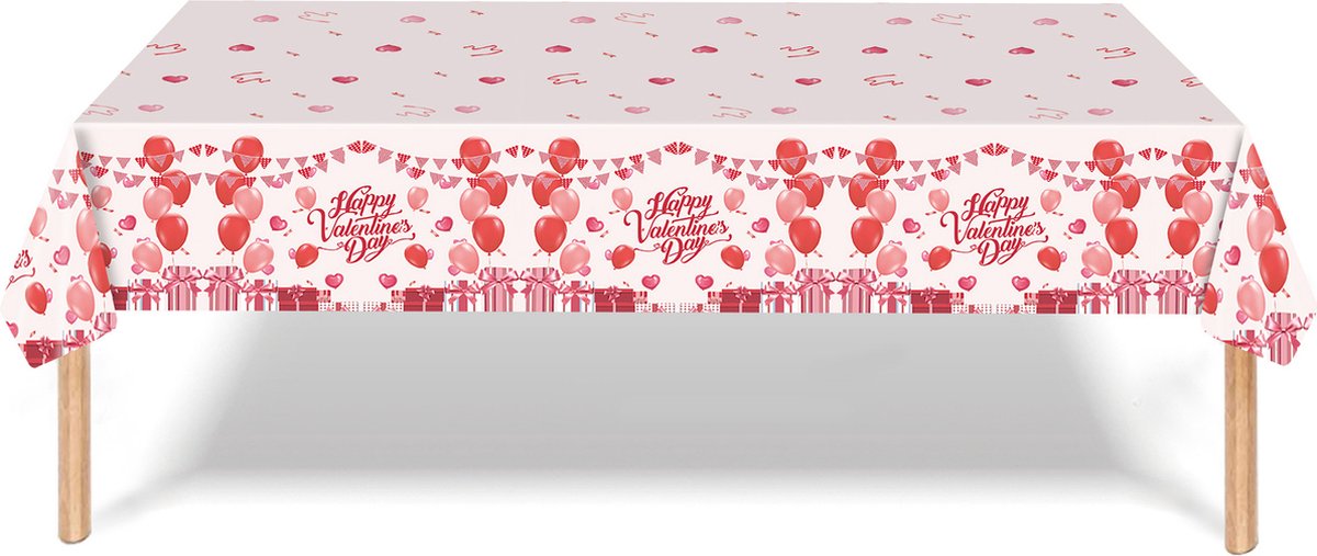 Valentijn Decoratie Tafelkleed Hartjes tafel Kleed Feest Versiering Wit Huwelijks Decoratie 137*274 cm - 1 Stuk