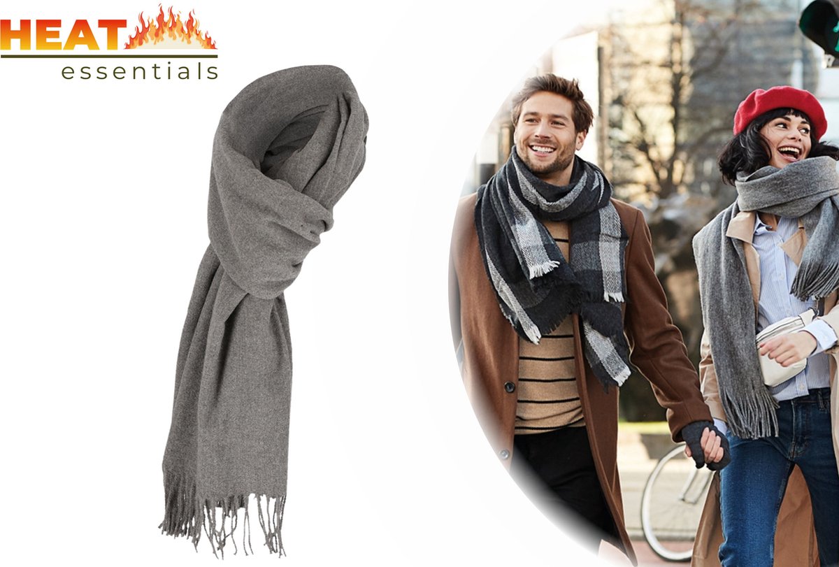Sjaal Dames - Sjaal Heren - Grijs - Geweven - Sjaal Dames Winter - Sjaal Heren Winter - Sjaals Unisex - Shawl