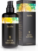 Satin Naturel Bio Jojoba olie voor huid, haar en gezicht - Jojobaolie met Vitamine E voor droog haar, Jojoba olie koudgeperst voor een natuurlijke en stralende glans van huid en haar, 100% puur en Vegan voor haarverzorging als huidverzorging, 200ml