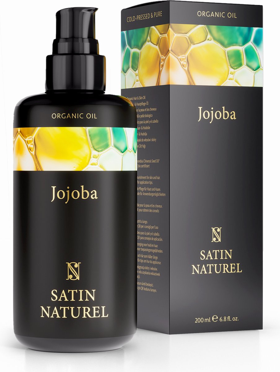 Satin Naturel Bio Jojoba olie 200ml - Veganistisch & koudgeperst - Jojobaolie biologisch voor cosmetica - Jojoba-olie haar & gezicht - Jojoba-olie Made in Germany