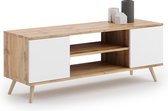 TV-meubel - houten poten - 155x40x50 cm - bruin wit