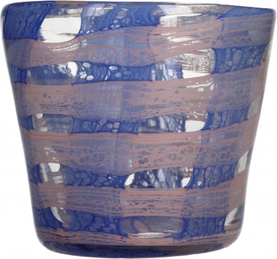 Woonexpress Sfeerlicht Freek - Glas - Blauw/Roze - 12x11x12 cm (BxHxD)