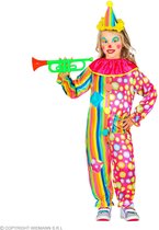 Widmann - Clown & Nar Kostuum - Zeer Vrolijke Regenboog Clown Kind Kostuum - Roze - Maat 116 - Carnavalskleding - Verkleedkleding