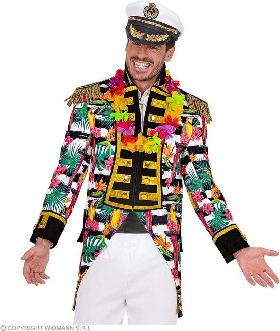 Widmann - Hawaii & Carribean & Tropisch Kostuum - Kapitein Tropical Feestschip Man - Groen, Roze - Large - Carnavalskleding - Verkleedkleding