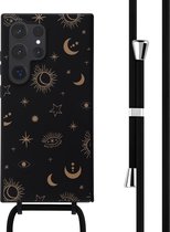 iMoshion Hoesje Geschikt voor Samsung Galaxy S24 Ultra Hoesje Met Koord - iMoshion Siliconen design hoesje met koord - Zwart / Sky Black