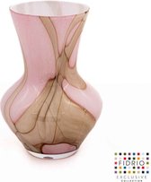 Design Vaas Parma - Fidrio PINK FLAME - glas, mondgeblazen bloemenvaas - hoogte 28 cm