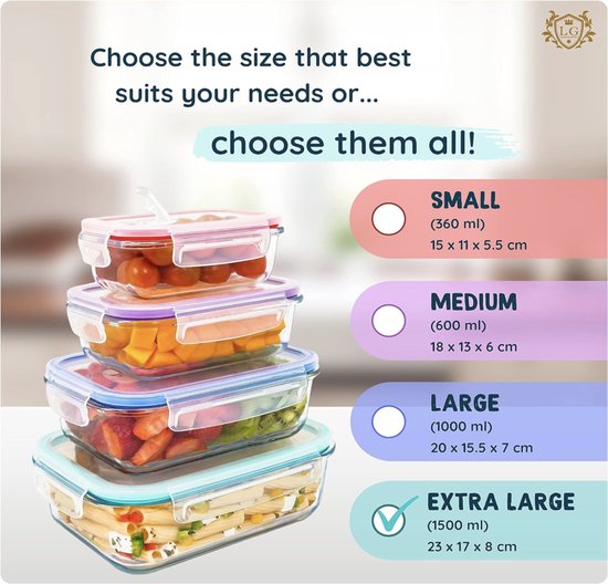Lot De 6 Boîtes De Conservation Alimentaire - Rectangulaires Transparentes - Sans BPA