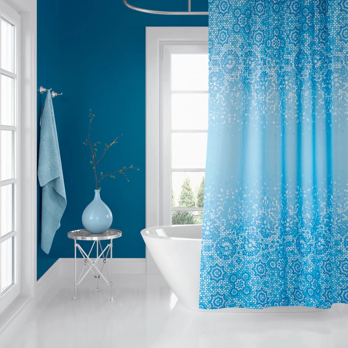 Casabueno - Douchegordijn Waterdicht - Blauw - Douchegordijnen 120x200 cm - Badkamer Gordijn - Shower Curtain - Sneldrogend - Anti Schimmel -Wasbaar - Duurzaam - Mosaic