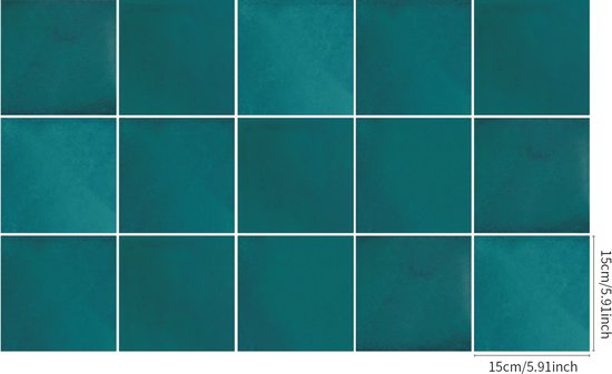Plaktegels - Zelfklevende Tegels - 15x15 cm - Ulticool - Decoratie Sticker Tegels - Zeegroen Groen - 15 stuks - Toilet WC Gang Muurstickers - Plakfolie Tegelstickers - Sticktiles - Badkamer - Keuken